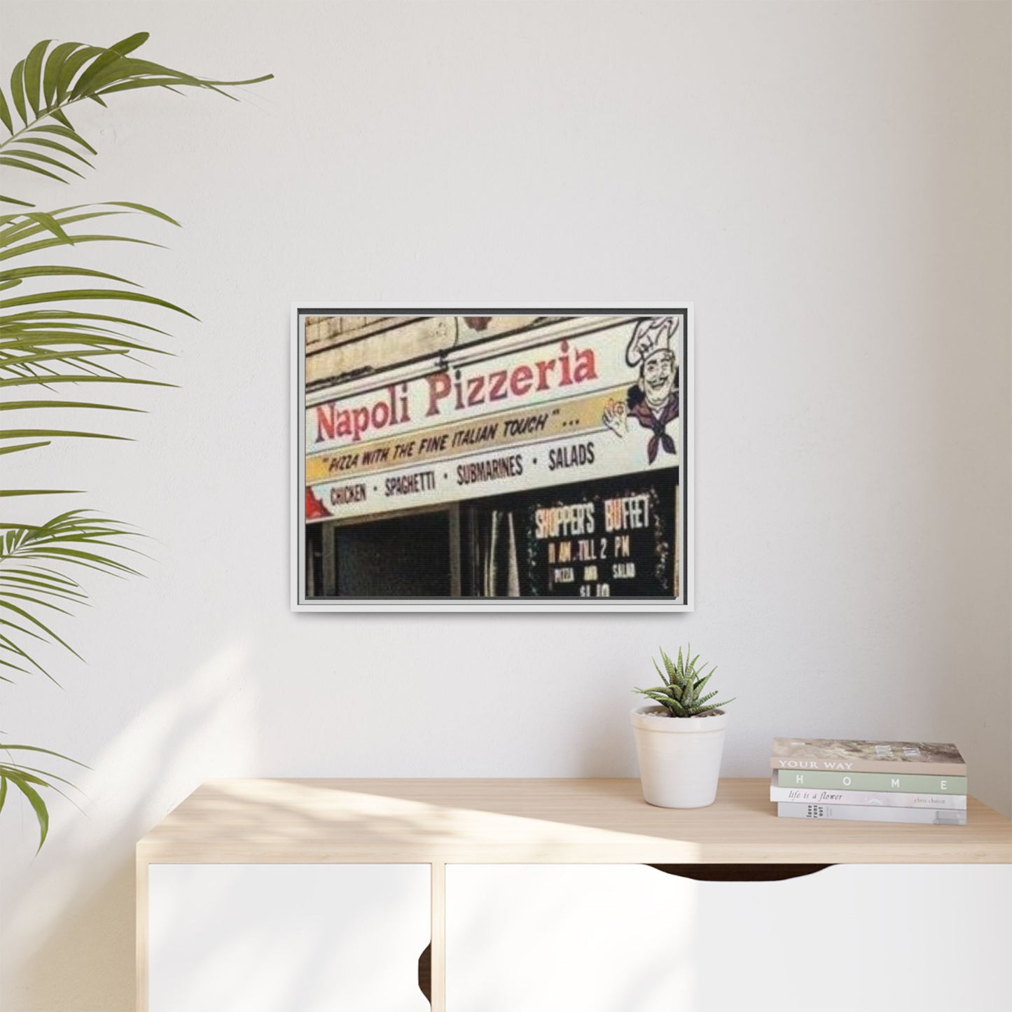 Napoli Pizzeria Retro Framed Canvas Print - Classic Italian Restaurant Decor