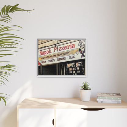 Napoli Pizzeria Retro Framed Canvas Print - Classic Italian Restaurant Decor