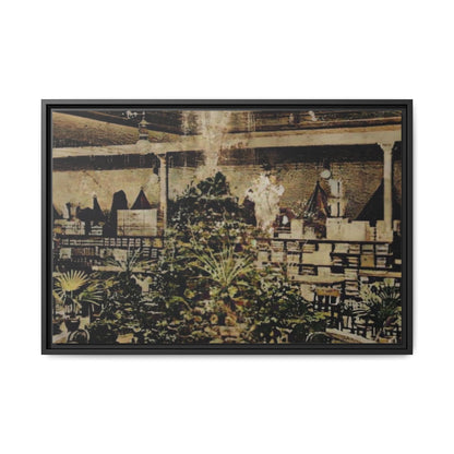 “Meet Me at the Fountain” C.F. Jackson’s Findlay, O. Vintage Matte Canvas Wall Art - Framed Historic Ohio Scene