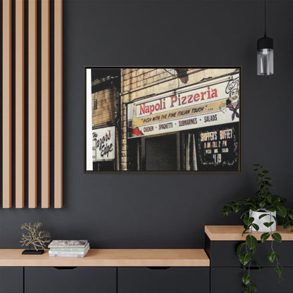 Napoli Pizzeria Retro Framed Canvas Print - Classic Italian Restaurant Decor