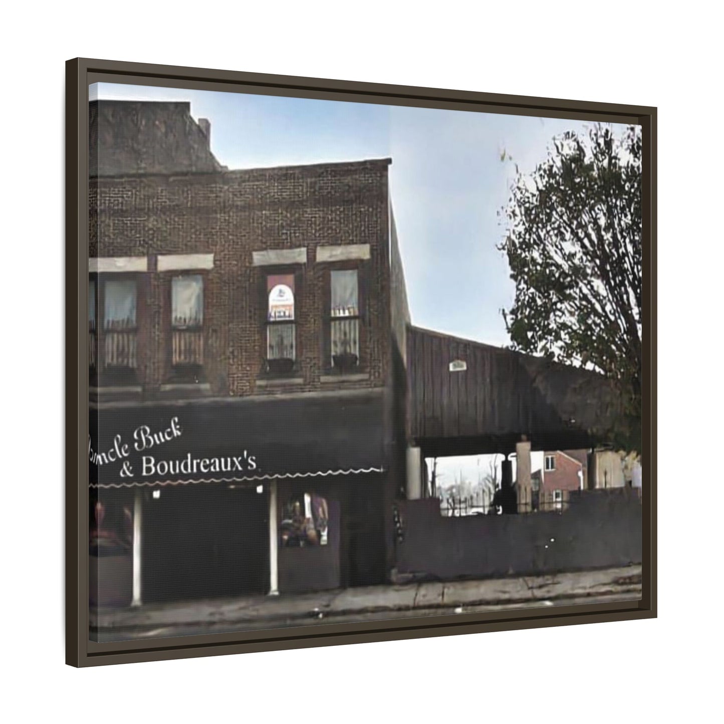 Uncle Buck & Boudreaux’s Framed Matte Canvas Art - Uncle Buck & Boudreaux's Street Scene Decor