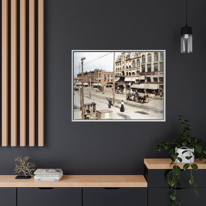 Marvin Block Findlay O. Vintage Street Scene Framed Matte Canvas - Urban Nostalgia Artwork