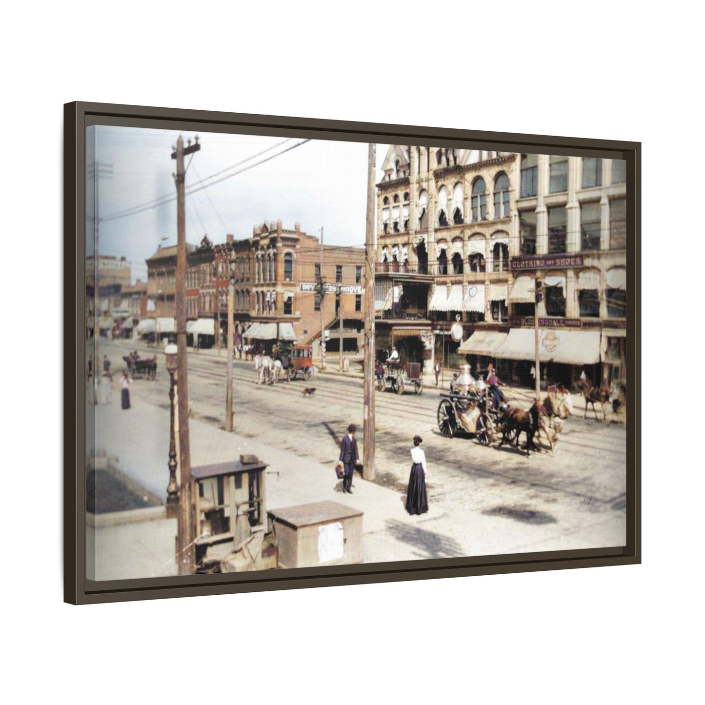 Marvin Block Findlay O. Vintage Street Scene Framed Matte Canvas - Urban Nostalgia Artwork