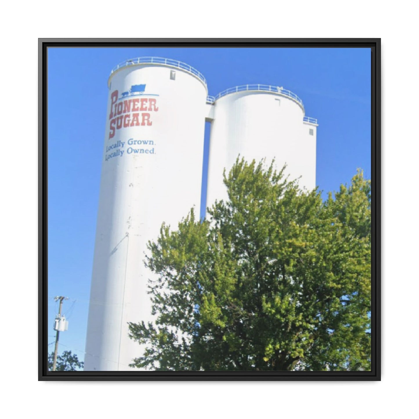 Pioneer Sugar Framed Matte Canvas Print - Vintage Farm Silos Art