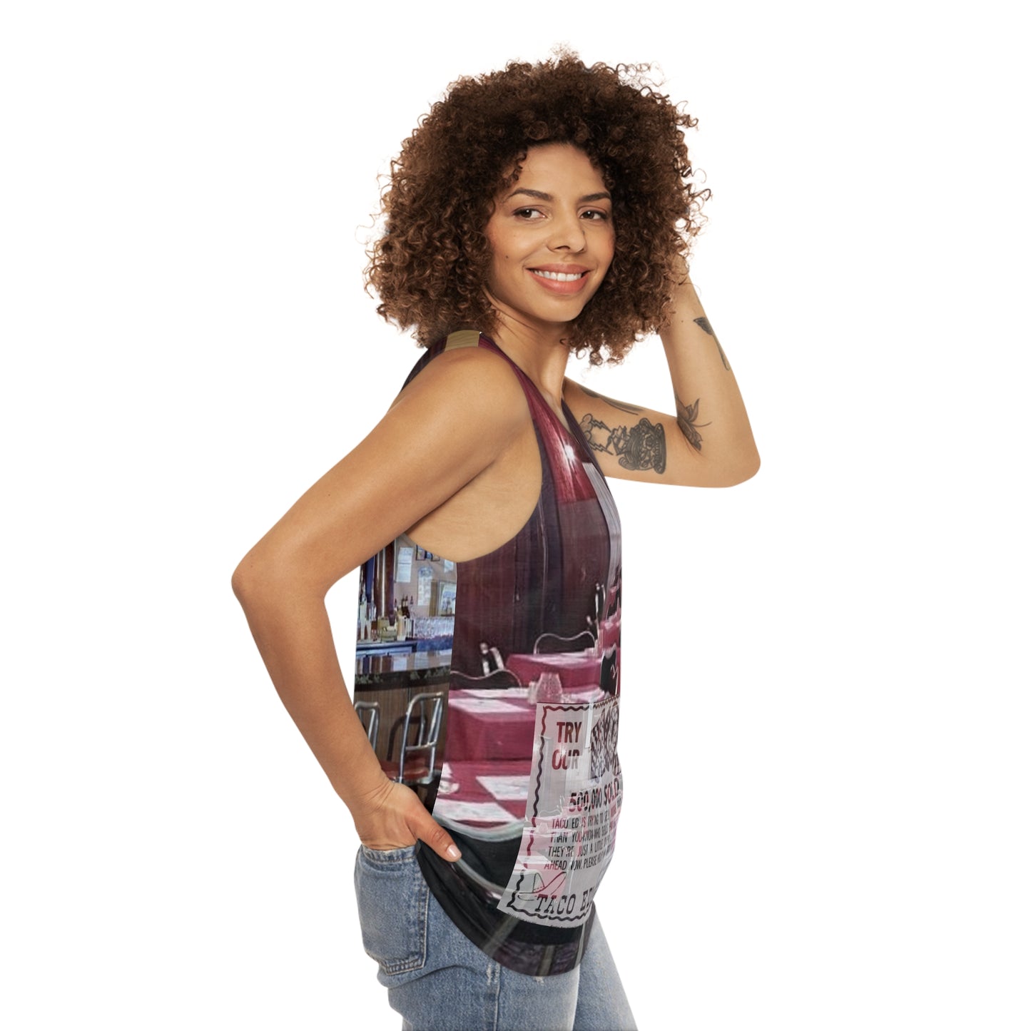 Taco Ed’s Unisex Tank Top (AOP)