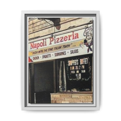 Napoli Pizzeria Retro Framed Canvas Print - Classic Italian Restaurant Decor