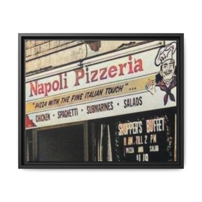 Napoli Pizzeria Retro Framed Canvas Print - Classic Italian Restaurant Decor