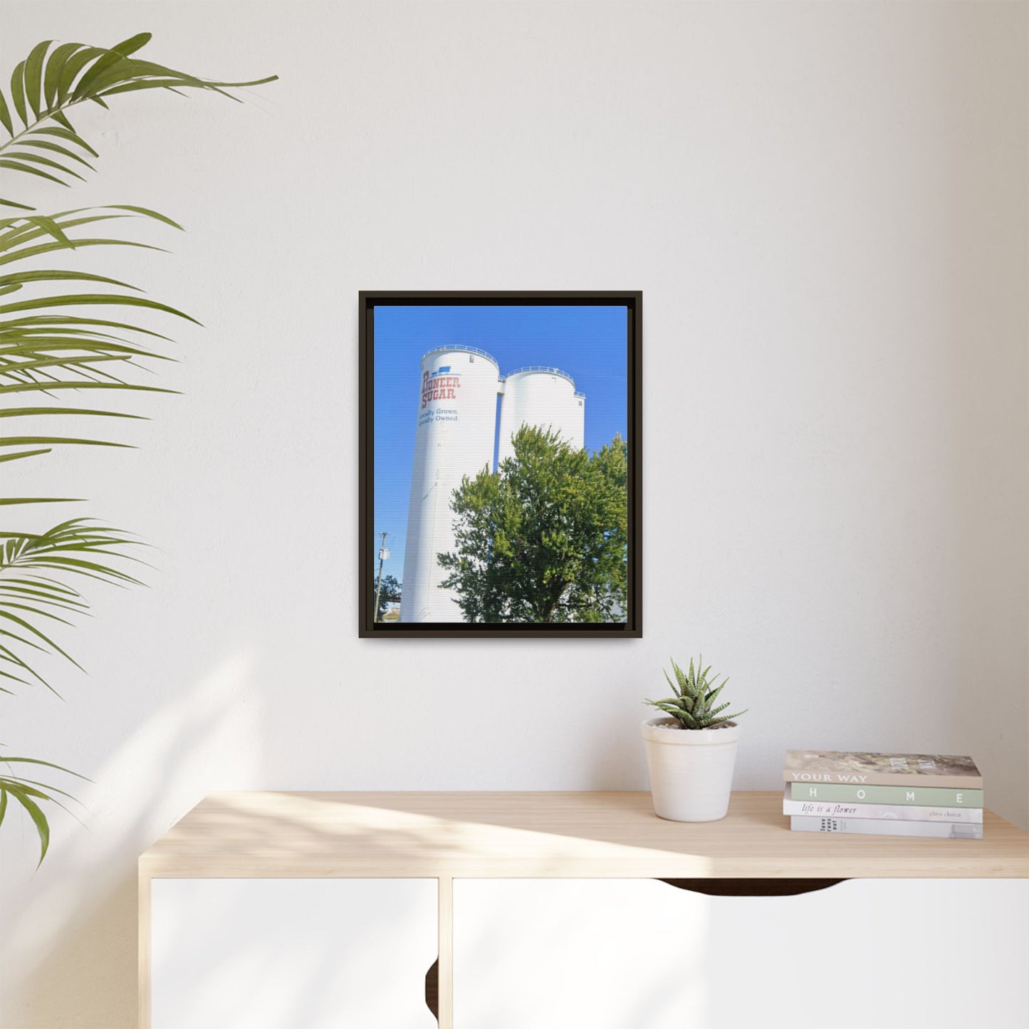 Pioneer Sugar Framed Matte Canvas Print - Vintage Farm Silos Art