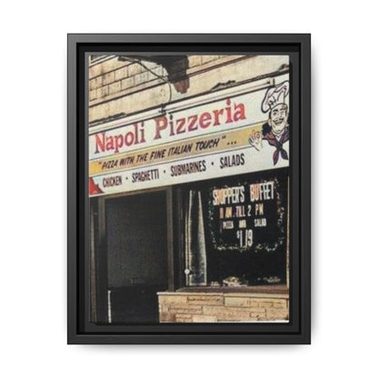 Napoli Pizzeria Retro Framed Canvas Print - Classic Italian Restaurant Decor