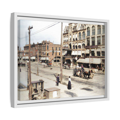 Marvin Block Findlay O. Vintage Street Scene Framed Matte Canvas - Urban Nostalgia Artwork