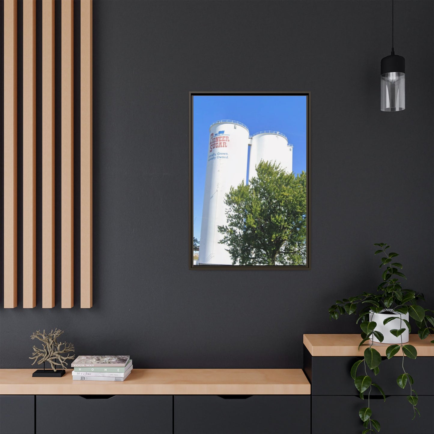 Pioneer Sugar Framed Matte Canvas Print - Vintage Farm Silos Art