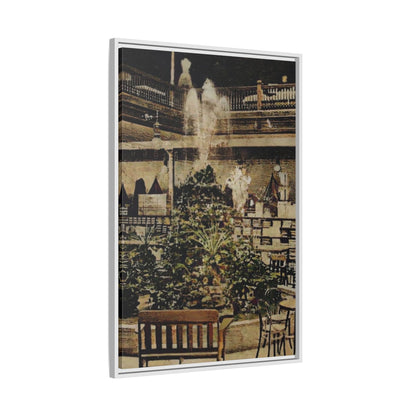 “Meet Me at the Fountain” C.F. Jackson’s Findlay, O. Vintage Matte Canvas Wall Art - Framed Historic Ohio Scene