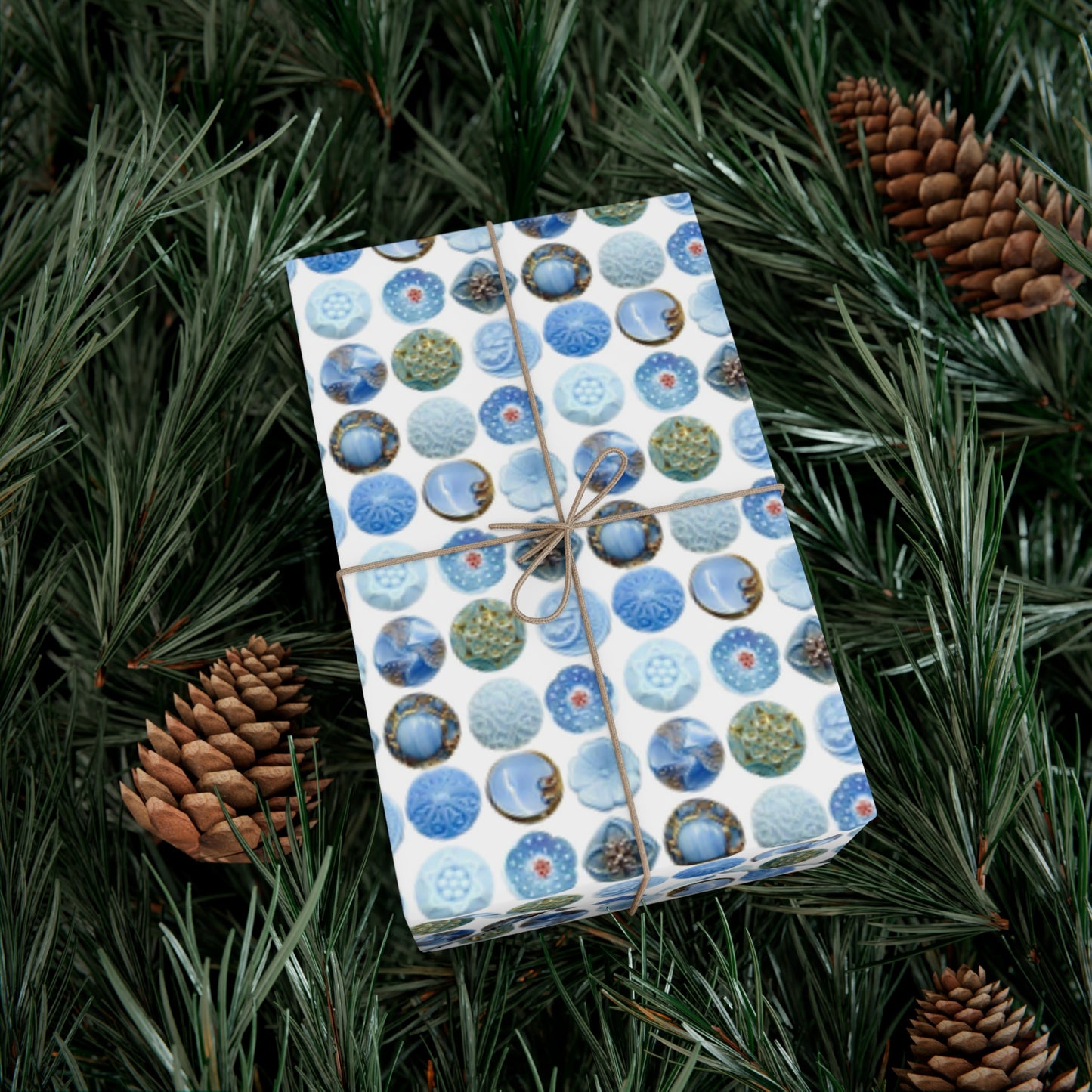 Blue Buttons 45840 Gift Wrap Paper