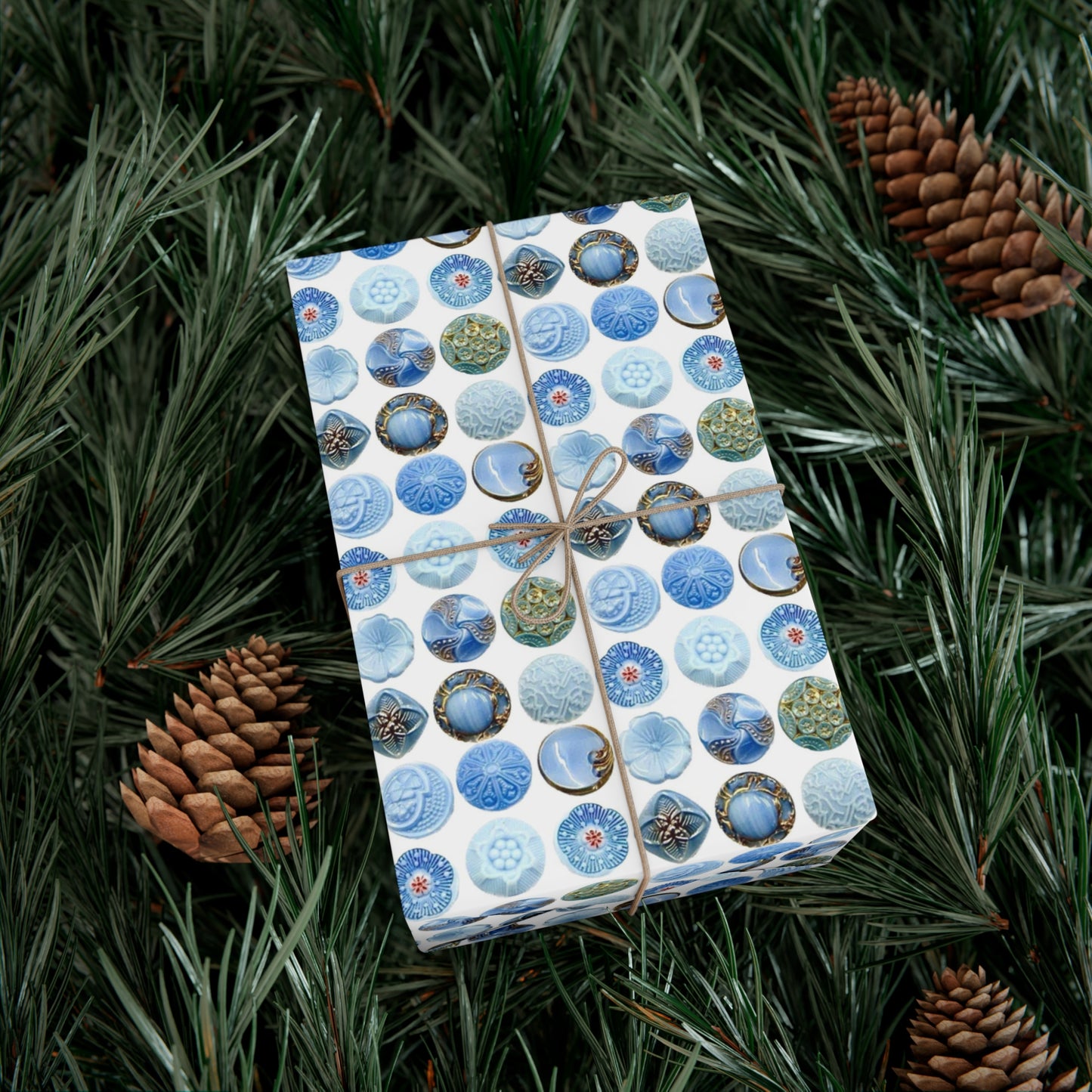 Blue Buttons 45840 Gift Wrap Paper