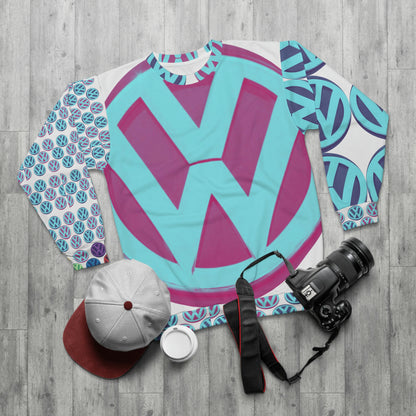 Volkswagen Crewneck Mystic Peppermint BIG Logo FRONT Unisex Sweatshirt (AOP)