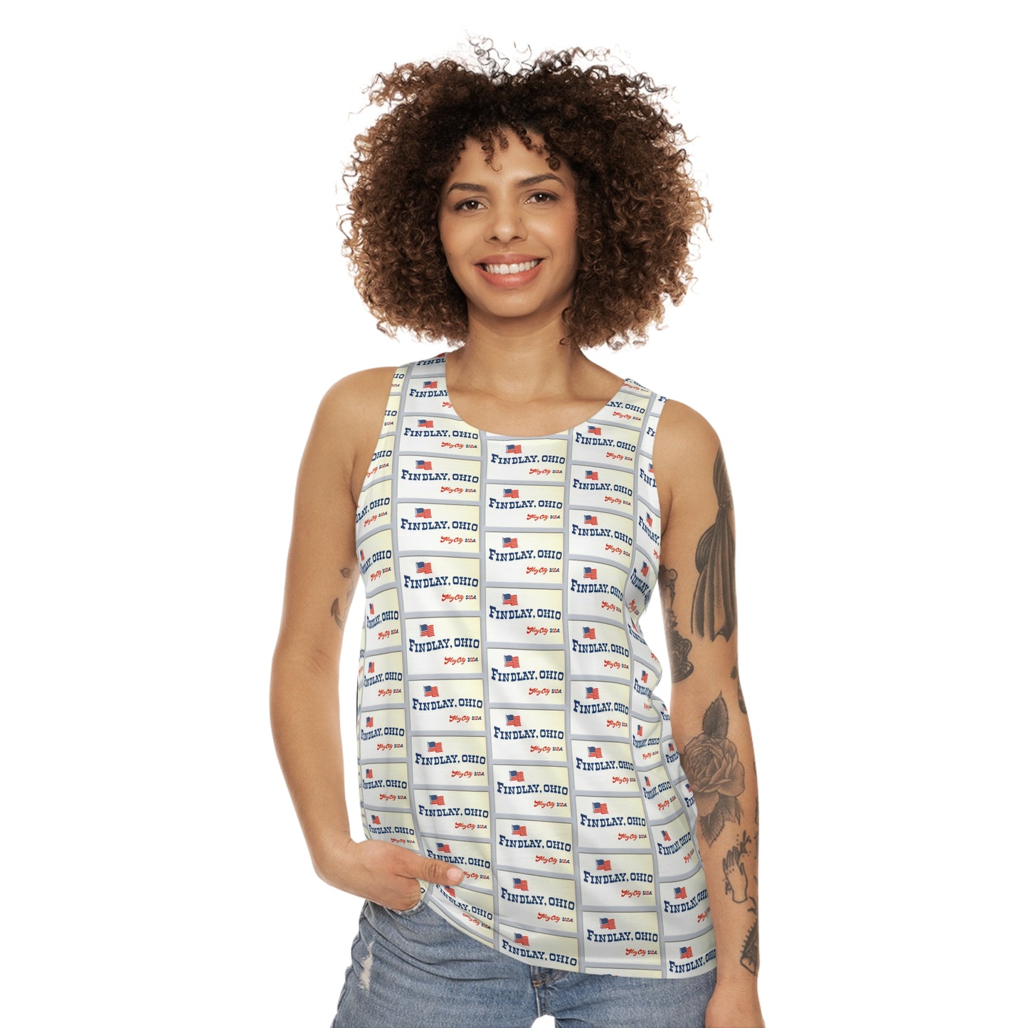 Covered Wagon Flag City Unisex Tank Top (AOP)