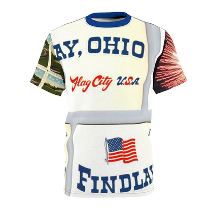 Findlay Ohio Flag City USA 45840 🇺🇸 Unisex Cut &amp; Sew T-Shirt (AOP)