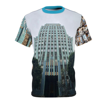 Art Deco Eastern Columbia Building Unisex Cut &amp; Sew T-Shirt (AOP)