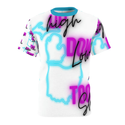 UP High DOWN Low TOO Slow Unisex Cut & Sew Tee (AOP)