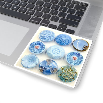 BLUE BUTTONS Kiss-Cut Stickers