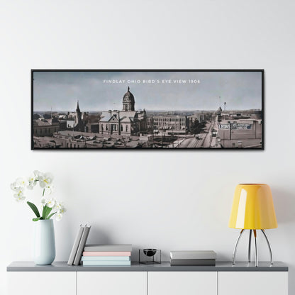 Findlay Ohio Birds-eye view 1906 (written in White). Gallery Canvas Wraps, Horizontal Frame