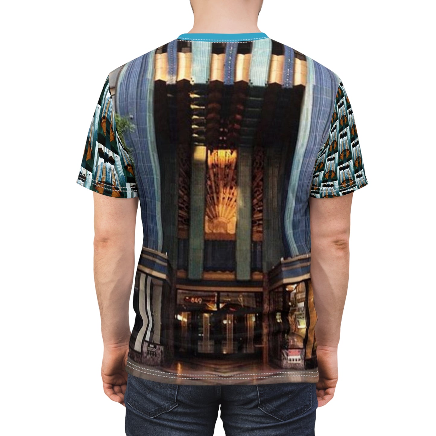 Art Deco Eastern Columbia Building Unisex Cut &amp; Sew T-Shirt (AOP)