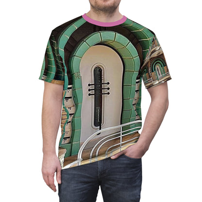 Art Deco Eingang Unisex Cut &amp; Sew T-Shirt (AOP)