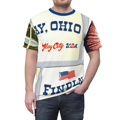 Findlay Ohio Flag City USA 45840 🇺🇸 Unisex Cut & Sew Tee (AOP)